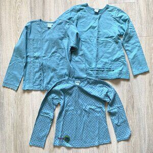 Lot 3 pc Naartjie Blue Polka Dots Top Long Sleeve Shirt Sweatshirt Girls Size 9